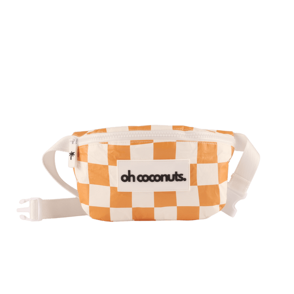 mustard and white checkers bumbag by oh coconuts