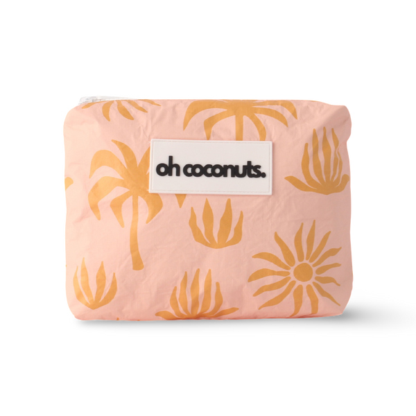 pink palm print with mustard palm trees wet dry bag