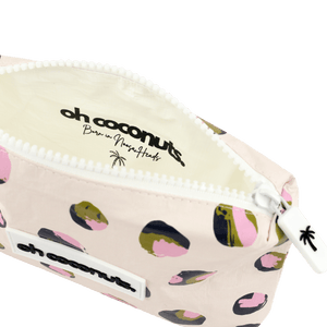 wallet pouch with pink dark blue and green born in noosa heads