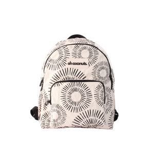 Backpack with black geometric pattern on a white background