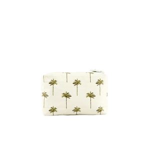 Small pouch with palm tree pattern on a white background