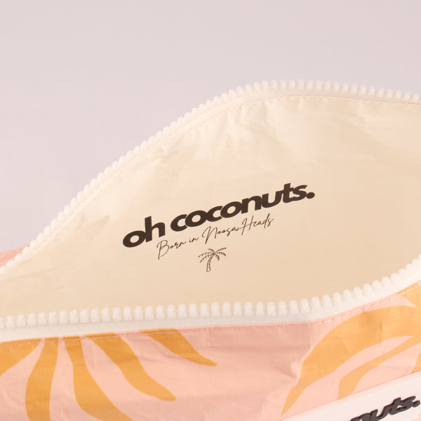 Large Beach Pouch - Pink Palm - oh coconuts.