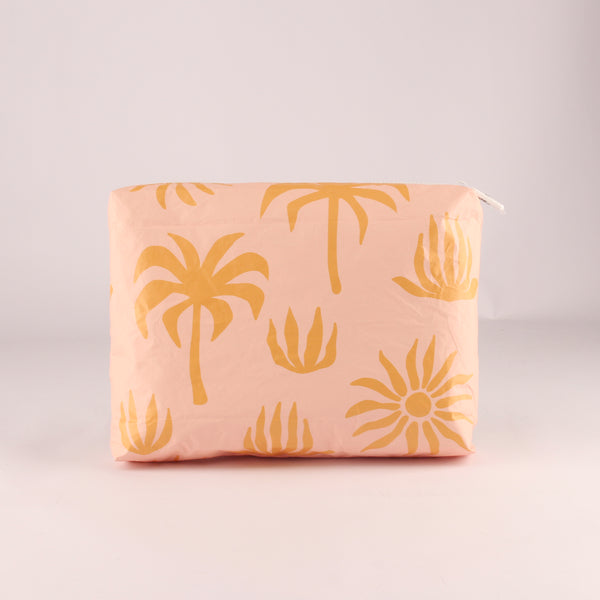 Large Beach Pouch - Pink Palm - oh coconuts.