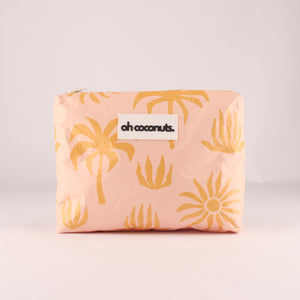 Large Beach Pouch - Pink Palm - oh coconuts.