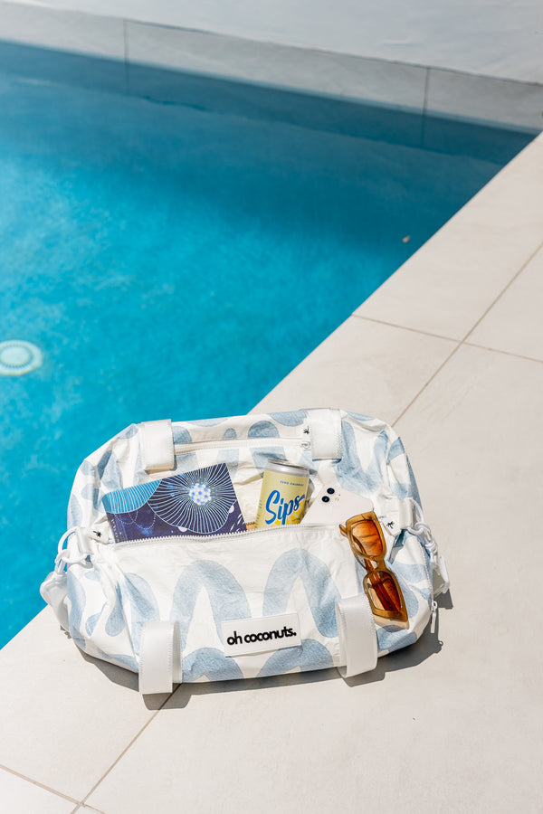 Duffel and Cosmetic Bag Blue Arch Bundle - oh coconuts.