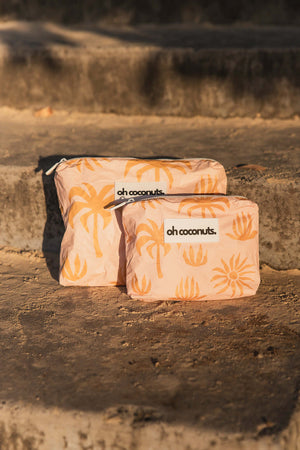 pink palms small and medium water resistant beach pouch