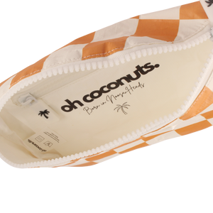 mustard checkered bum bag with born in noosa heads